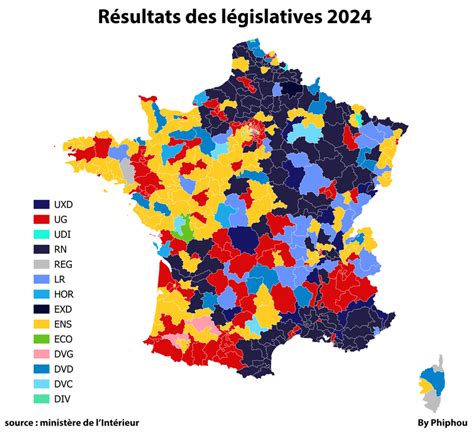 La carte des résultats des législatives au premier tour et le .